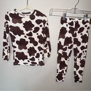 Posh Peanut 3T Pajama Set in Brown and White Cow Print, PLAY